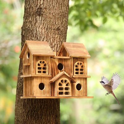 Maison d'oiseaux suspendue en bois, fabriquée à la main, nid de hamster pour jardin