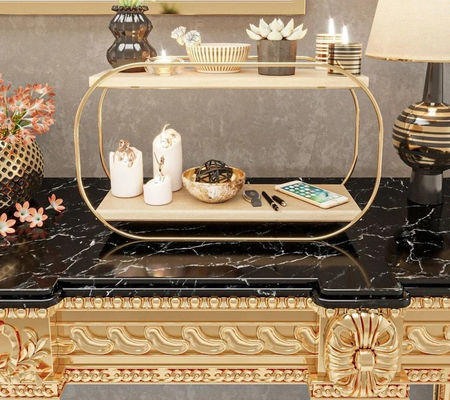 Étagère de salle de bain Plateau de vanité en bois Organisateur de comptoir pour le stockage de maquillage et de parfums