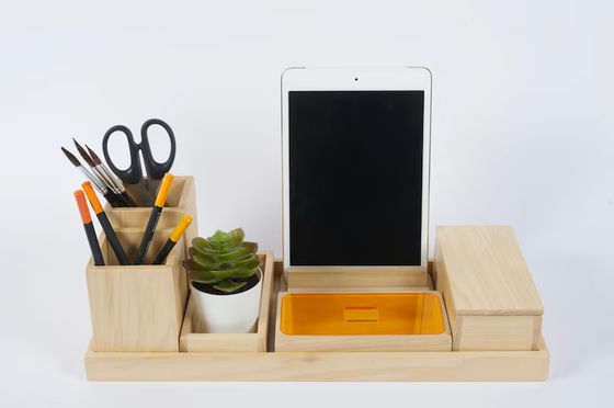 Accessoires de bureau en bois personnalisés ensemble cadeau parfait pour l'organisation de bureau des hommes