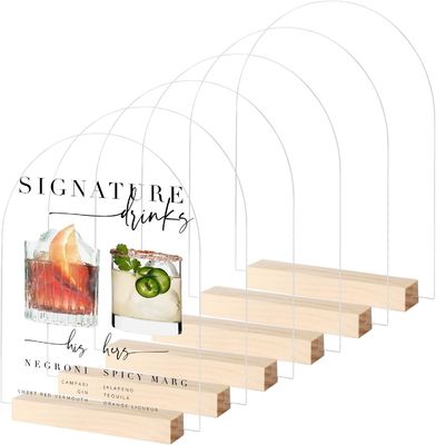 Comme votre demande Acrylique Liste de boissons Bar signe de mariage avec support en bois personnalisé