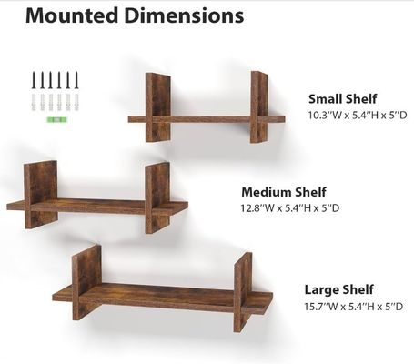 Utilisez efficacement l'espace avec 202408 Ensemble de 3 étagères flottantes en bois
