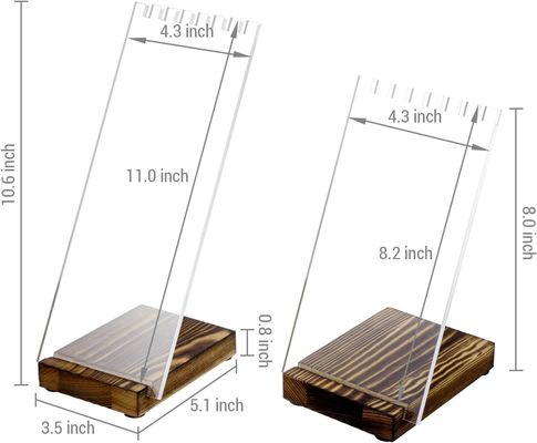 Porteur de collier en acrylique transparent avec base en bois massif