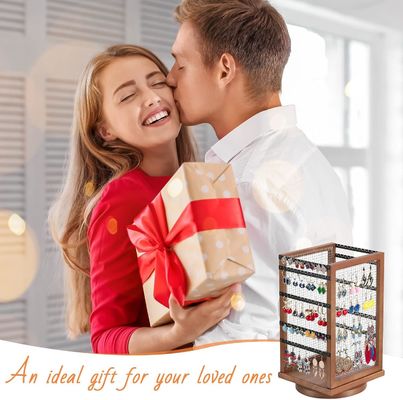 120 paires de boucles d'oreilles en rotation Carousel Durable en métal et en bois Boucle d'oreille organisateur d'arbre