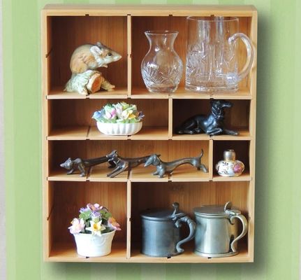 Étagère d'épices en bois de bambou avec boîtes d'ombres et étagère flottante réglable