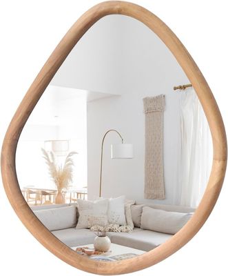 Miroir de ferme rond en bois verni unique pour salon et salle de bain moderne