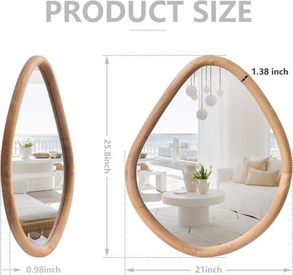 Miroir de ferme rond en bois verni unique pour salon et salle de bain moderne