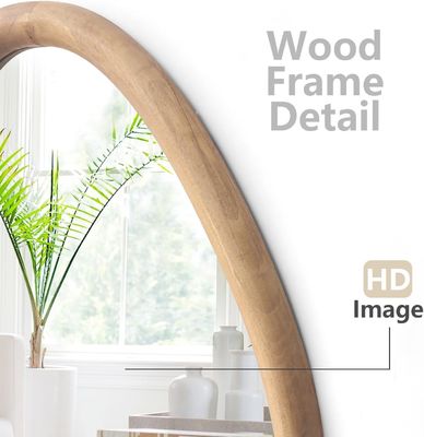 Miroir de ferme rond en bois verni unique pour salon et salle de bain moderne