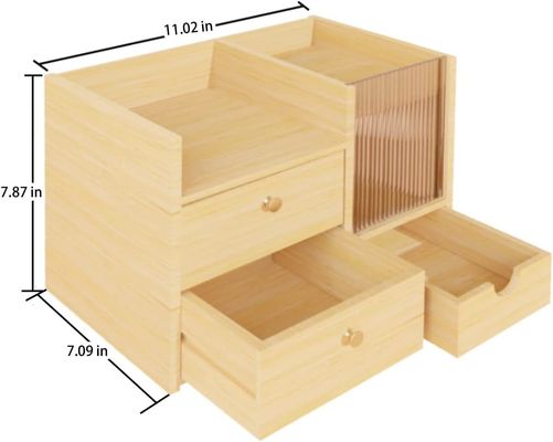 Des tiroirs de bureau en bois de bambou pratiques et compacts Organisateur pour le stockage de cosmétiques
