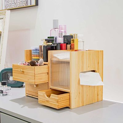 Des tiroirs de bureau en bois de bambou pratiques et compacts Organisateur pour le stockage de cosmétiques