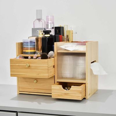 Des tiroirs de bureau en bois de bambou pratiques et compacts Organisateur pour le stockage de cosmétiques