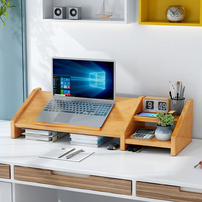 PC Laptop Riser avec support de moniteur en bois conception multi-angle et étagère de bureau de logo personnalisé inclus