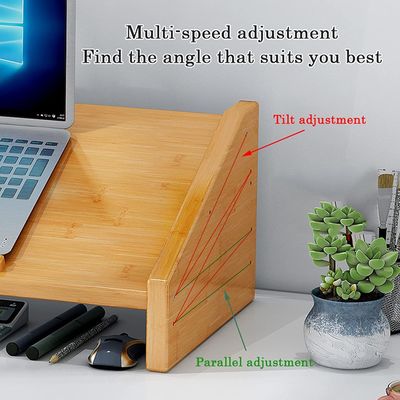 PC Laptop Riser avec support de moniteur en bois conception multi-angle et étagère de bureau de logo personnalisé inclus