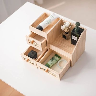 Organisez efficacement votre bureau avec la boîte de rangement en bois 13,3x8,6 pouces Mini Organisateur de bureau