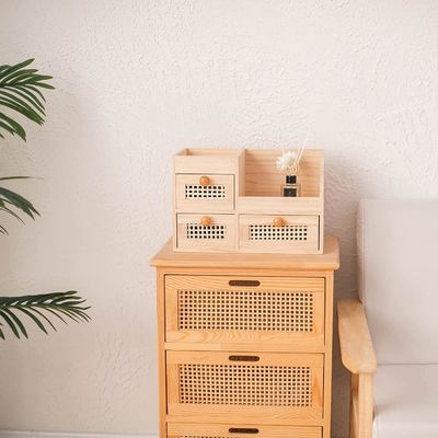Organisez efficacement votre bureau avec la boîte de rangement en bois 13,3x8,6 pouces Mini Organisateur de bureau