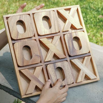 Jeu de société en bois XOXO Tic Tac Toe Idéal pour la décoration extérieure et le divertissement des hommes