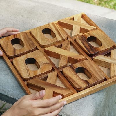 Jeu de société en bois XOXO Tic Tac Toe Idéal pour la décoration extérieure et le divertissement des hommes