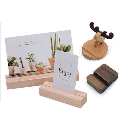 Base en bois pour le bureau en bois massif Carte de calendrier Carte postale Décoration créative de téléphone portable