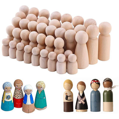 Taille personnalisée acceptée Homme en bois Femme Peg Dolls Personnes Figures pour le bricolage Artisanat de peinture