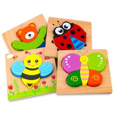 14.8x14.8x0.8 Puzzles en bois pour garçons filles modèles colorés mignons jouets éducatifs