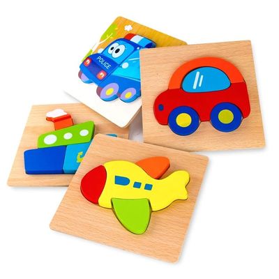 14.8x14.8x0.8 Puzzles en bois pour garçons filles modèles colorés mignons jouets éducatifs