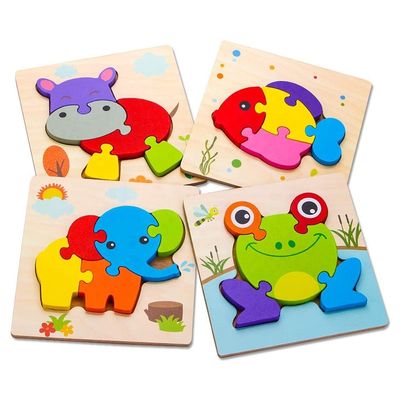 14.8x14.8x0.8 Puzzles en bois pour garçons filles modèles colorés mignons jouets éducatifs