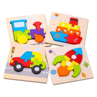 14.8x14.8x0.8 Puzzles en bois pour garçons filles modèles colorés mignons jouets éducatifs