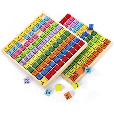 Jeu de table de mathématiques de multiplication en bois 7.5x7.5x0.8 pouces Taille et impression brûlée