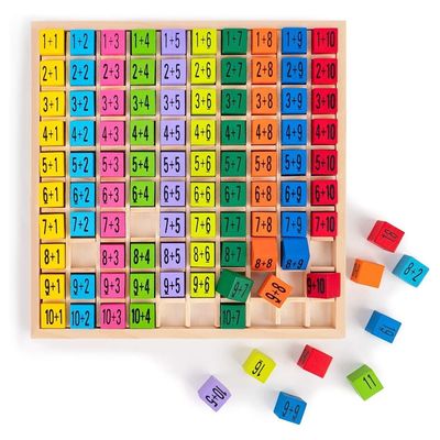 Jeu de table de mathématiques de multiplication en bois 7.5x7.5x0.8 pouces Taille et impression brûlée
