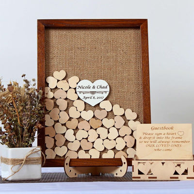 Cadre en bois brûlé personnalisé Livre d'invité alternatif pour l'amour Décoration de boîte d'inscription