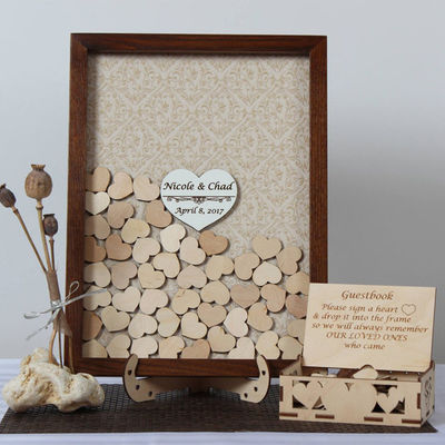 Cadre en bois brûlé personnalisé Livre d'invité alternatif pour l'amour Décoration de boîte d'inscription