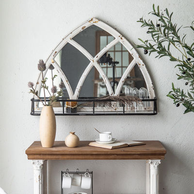 Cadre de miroir en bois de style naturel décoratif avec étagère de stockage blanc ou couleur personnalisée