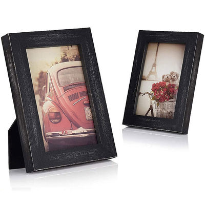 Décoration de la maison rustique Plaque d'art mural en bois Signe avec cadre photo et impression brûlée