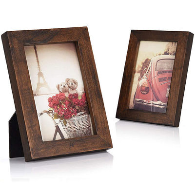 Décoration de la maison rustique Plaque d'art mural en bois Signe avec cadre photo et impression brûlée