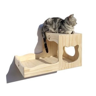 Monté sur le mur en bois durable Maison d'arbre pour chat Meubles durables et économes en espace