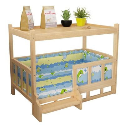 Couvercle amovible Lit en bois pour animaux de compagnie pour les poméraniens et les chiens Teddy