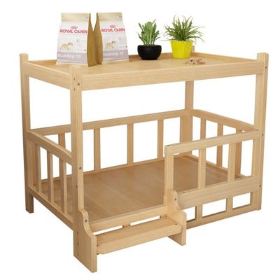 Couvercle amovible Lit en bois pour animaux de compagnie pour les poméraniens et les chiens Teddy