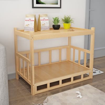 Couvercle amovible Lit en bois pour animaux de compagnie pour les poméraniens et les chiens Teddy