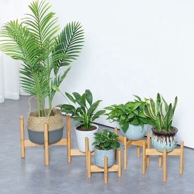 Étagère de fleur en bois de style nordique concis Étagères réglables pour plantes de bambou pour intérieur