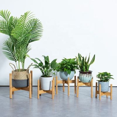 Étagère de fleur en bois de style nordique concis Étagères réglables pour plantes de bambou pour intérieur