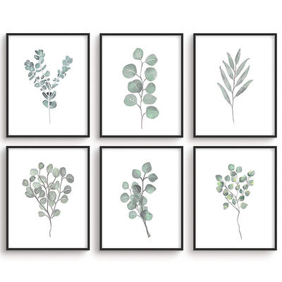 Art murale de plantes végétales vertes de 4/6 plantes décorations murales en bois 8 "x10" en fer