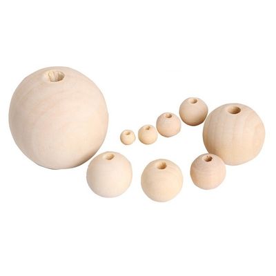 Perles de bois rondes en vrac de 20 mm, idéales pour les cadeaux et les colliers en couleur naturelle