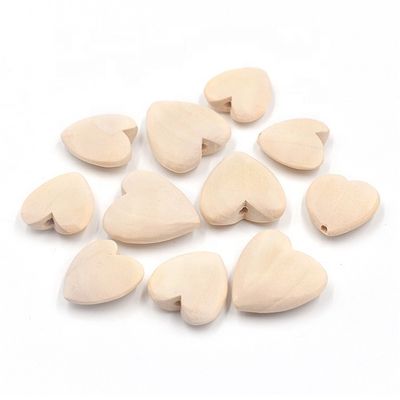 Perles de dentition en bois en forme de cœur en bois de hêtre Perle de bois en bois Dia 4-40mm OEM/ODM