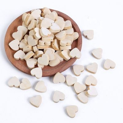 Perles de dentition en bois en forme de cœur en bois de hêtre Perle de bois en bois Dia 4-40mm OEM/ODM