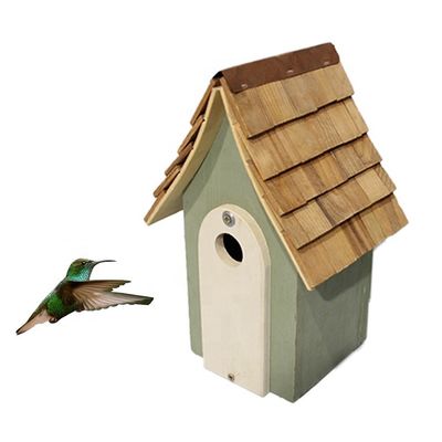 Maison d'oiseaux en bois à motif solide étanche au vent avec décor de jardin peint en couleur personnalisée