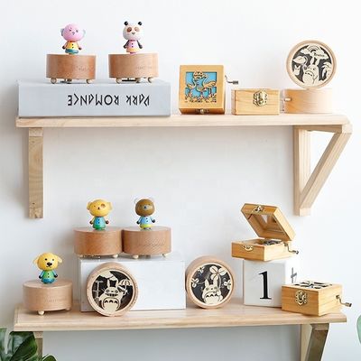 Logo personnalisé Conception acceptable Boîte à musique en bois pour Noël Mini boîte à manivelle