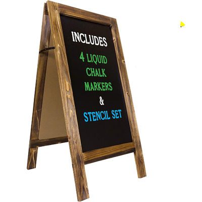 Tableau noir portable à cadre en bois rustique artisanal avec support pratique et portable