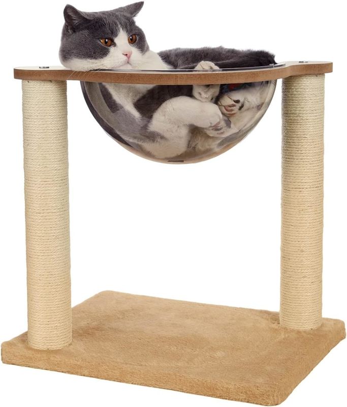 Arbre de chat moderne avec hamac Corde de sisal naturel pour chats et chatons d'intérieur Meubles de chat en bois