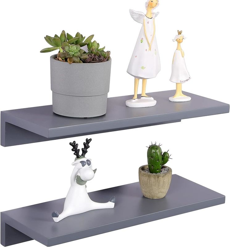 Étagère décorative de 2 étagères flottantes en bois de pin montées sur le mur pour le salon