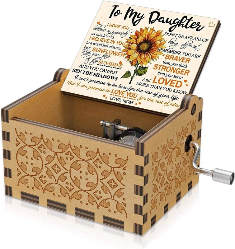 U R Mon Soleil Boîte à musique de tournesol Environnemental En bois gravé Laser coloré