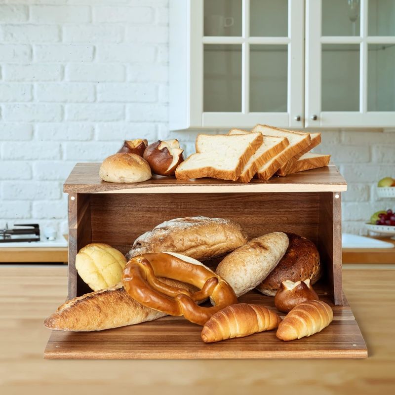 Boîte à pain en bois tout en une seule pièce organisateur pour l'assemblage de la cuisine